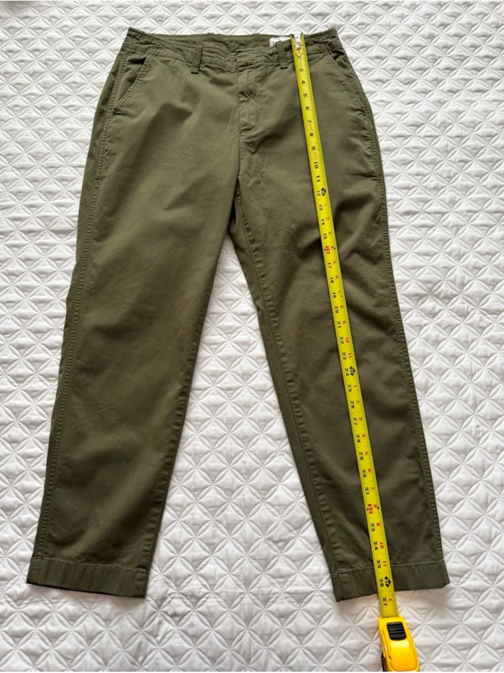 GAP Olive Green Downtown Khaki Ankle Cropped Straight Leg Chino Pants Size 10